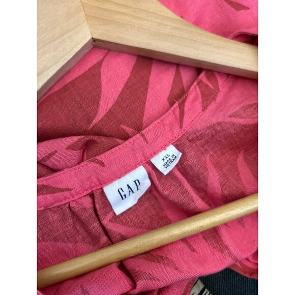 Gap Women's Pink Red Botanical Tropical Print Linen Blend Sleeveless Top XXL - Picture 4 of 5